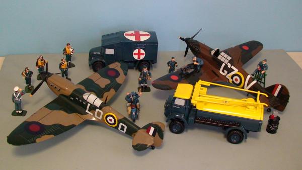 Recent Acquistion of RAF - Fuel Bowser, Blue Ambulance, Spitfire, Hawker Hurricane, BoB Pilots, Ground Crew and Motorcycle Dispatch Rider & Sargeant