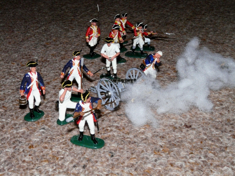 Royal Artillery 1770's along with 20th Foot.
IMEX gun (& crew) and A Call To Arms figures