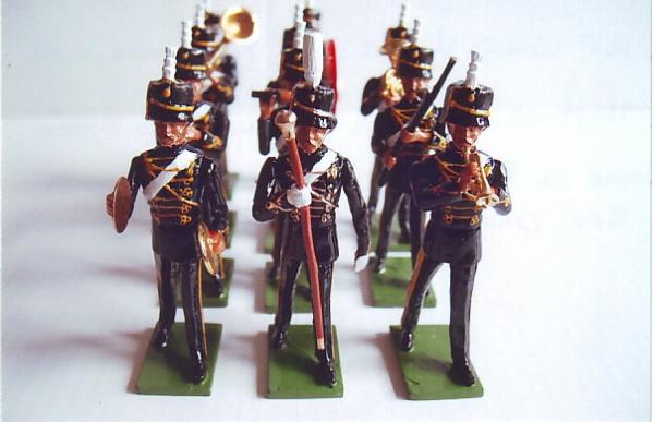 RP World Models 3rd Kings Hussars 12 piece band. Had this made to match the Britains 7th Hussars 12 piece band Jubilee issue in 2001. These two regime