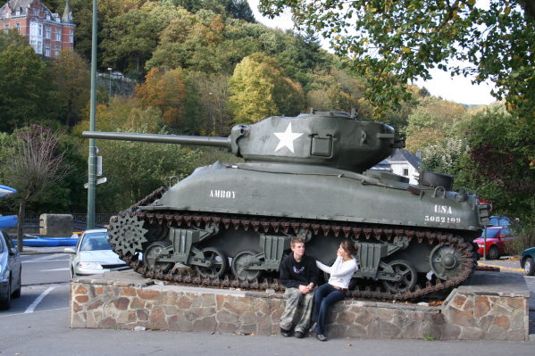 Sherman, La Roche en Ardennes - don't know who the kids are!