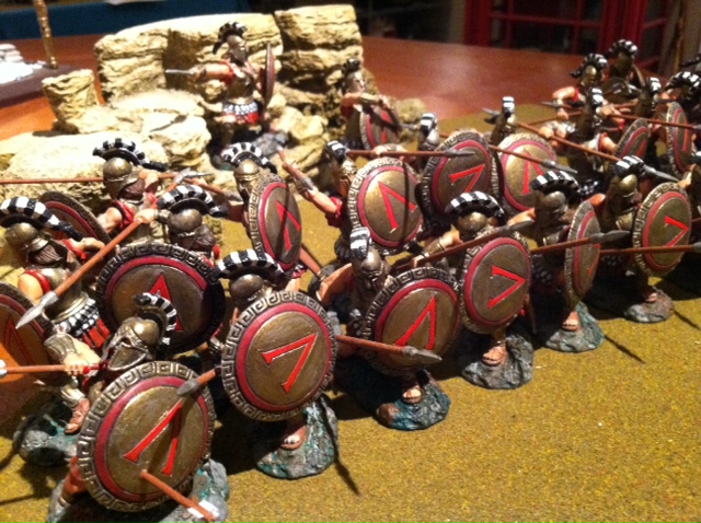 Shield Wall - Primed and Painted from Conte plastic Spartan series; matched to their factory painted metal version.