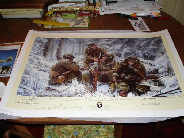 signed print before framing
signed by 11 Band of Brother members plus the artist