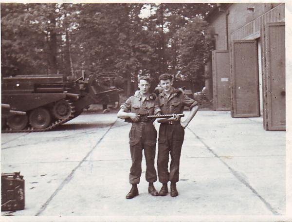 Taken on the Tank park Munster 1960  my mate Arnie Drakeford holding the Browning and myself on the right.