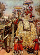 The Coronation Durbar of 1903. Painting by Sheldon Williams. Lord Nathaniel Baron Curzon and Lady Curzon and the Duke and Duchess of Connaught witness