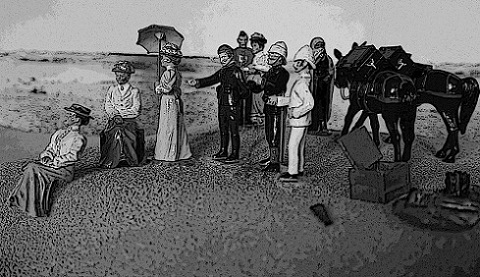 TOURISTS VISIT TEL EL KEBIR BATTELFIELD 1885