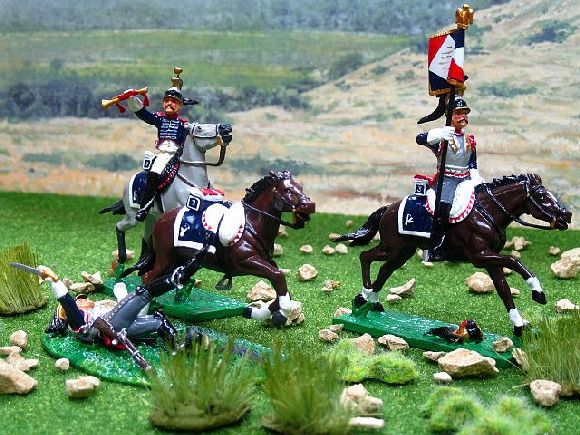 WA10P-Cuirassier Trooper out of the saddle. WA10EA-Eagle Bearer and WA10L-3rd Regt. Corporal Trumpeter-Napoleon's Cavalry Cuirassiers.