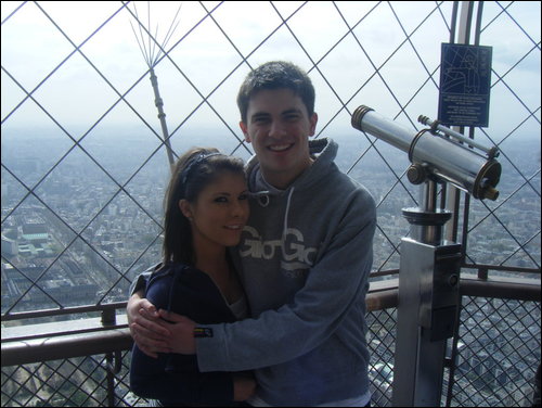 With Mrs. Molloy herself atop the Eiffel Tower - April 2008.