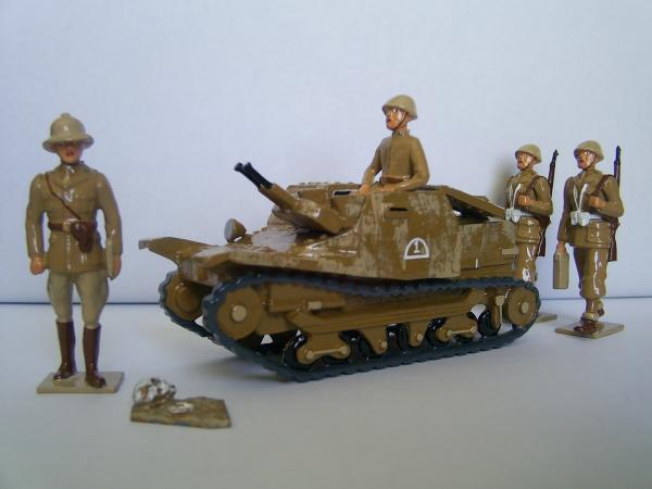 WW2 Itailan tanket and supporting Infantry in the desert